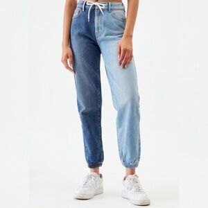 PacSun Women’s Denim Joggers Size 26 Two-Tone Light/Dark Wash